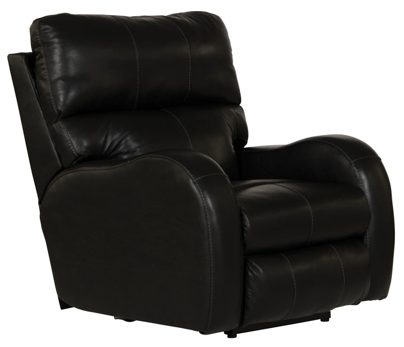 Unique Piece Furniture Angelo Power Recliner | Italian Leather | Lay-Flat | Power Headrest | Gunmetal / Black