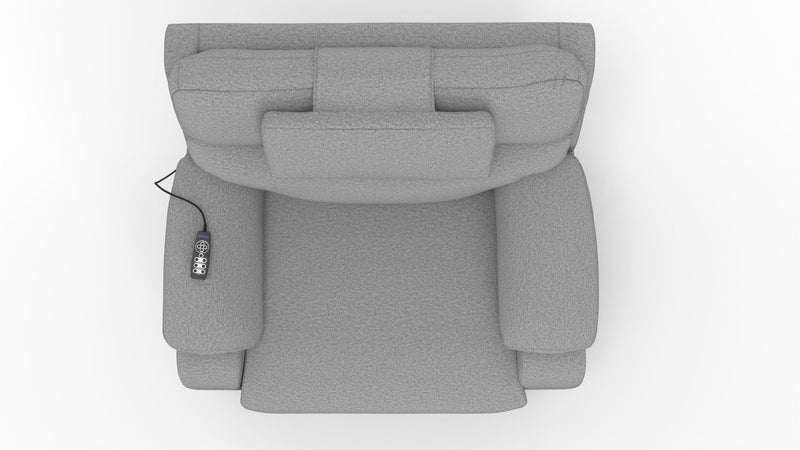Unique Piece Furniture Dreamtime 48" Power Recliner | Zero Gravity | Power Headrest | CR3 Heat & Massage | Nanobionic Fabric | Beach / Steel / Haze