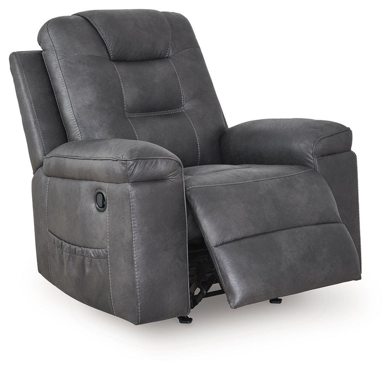 Unique Piece Furniture Stockworth Rocker Recliner | Faux Leather | Heat & Massage | Light Brown / Dark Gray