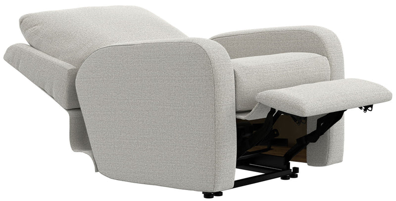 Unique Piece Furniture Lullaby Power Recliner | Auto-Glide Lay-Flat | Power Headrest | USB-C | Sunbelievable Fabric | Cotton / Denim / Pebble