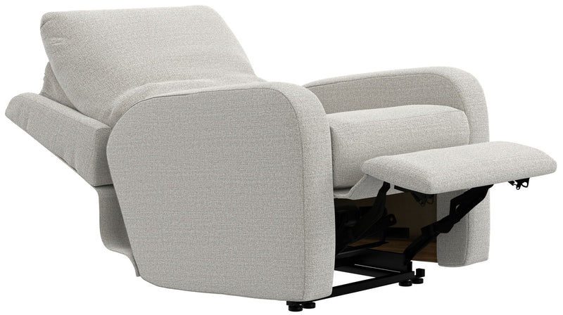 Unique Piece Furniture Lullaby Power Recliner | Auto-Glide Lay-Flat | Power Headrest | USB-C | Sunbelievable Fabric | Cotton / Denim / Pebble