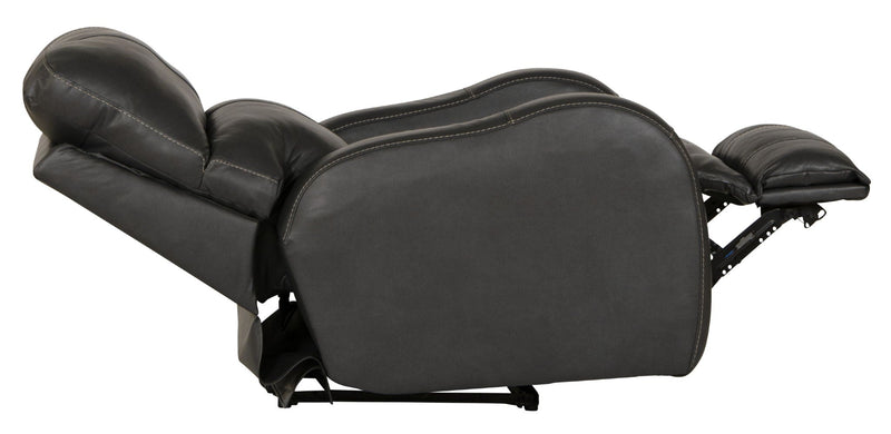 Unique Piece Furniture Angelo Power Recliner | Italian Leather | Lay-Flat | Power Headrest | Gunmetal / Black