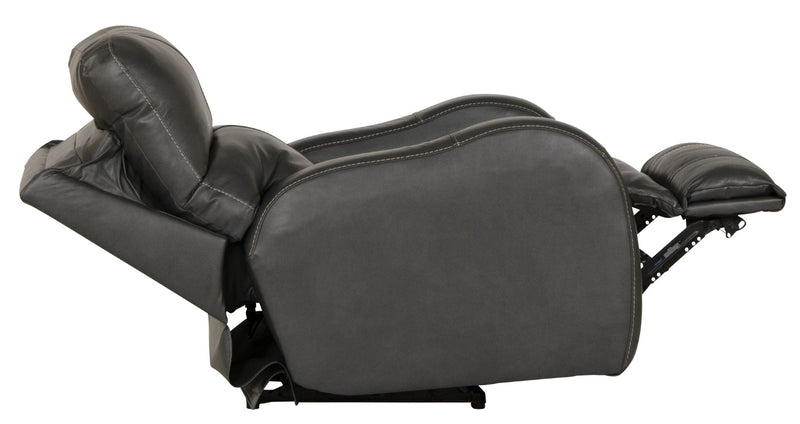 Unique Piece Furniture Angelo Power Recliner | Italian Leather | Lay-Flat | Power Headrest | Gunmetal / Black