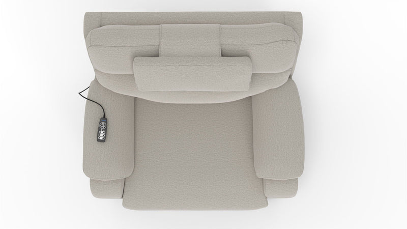 Unique Piece Furniture Dreamtime 48" Power Recliner | Zero Gravity | Power Headrest | CR3 Heat & Massage | Nanobionic Fabric | Beach / Steel / Haze