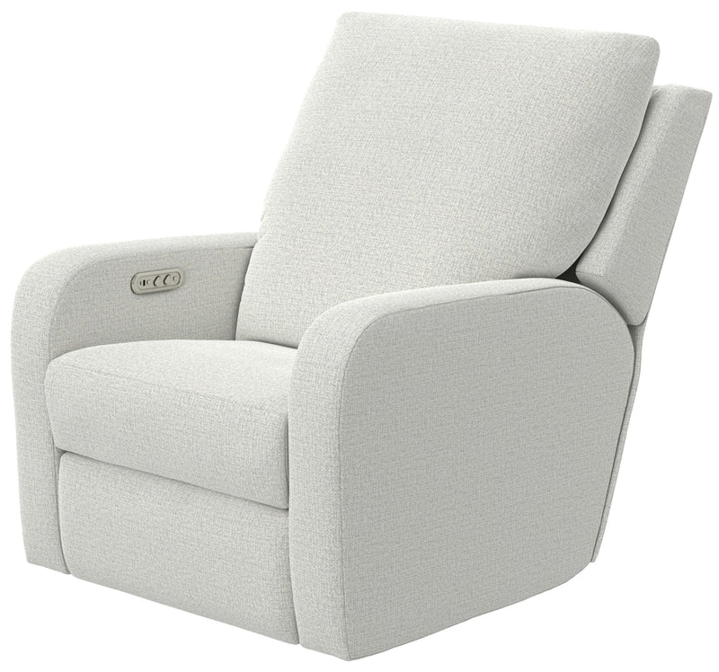 Unique Piece Furniture Lullaby Power Recliner | Auto-Glide Lay-Flat | Power Headrest | USB-C | Sunbelievable Fabric | Cotton / Denim / Pebble