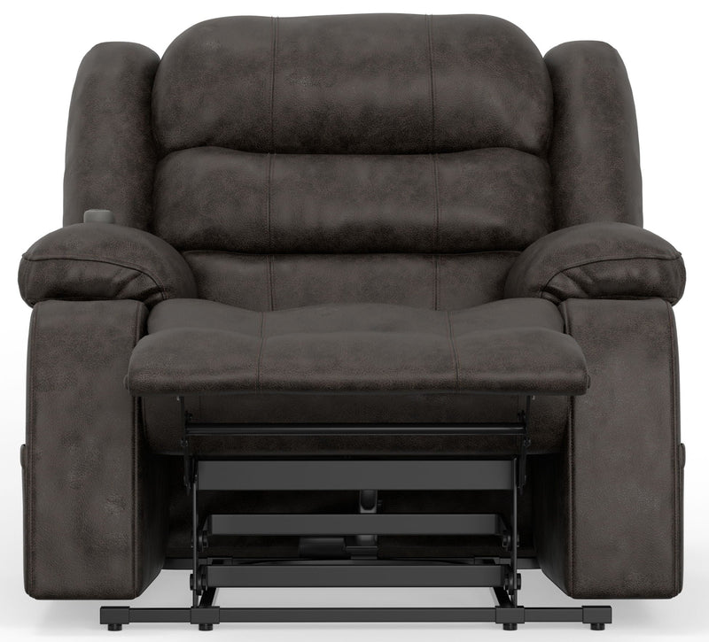 Unique Piece Furniture Tucker Power Lift Recliner | Heat & Massage | Dual Cup Holders | Tall Waterfall Back | Steel Faux Leather