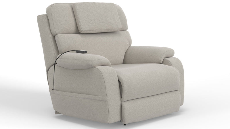 Unique Piece Furniture Dreamtime 48" Power Recliner | Zero Gravity | Power Headrest | CR3 Heat & Massage | Nanobionic Fabric | Beach / Steel / Haze