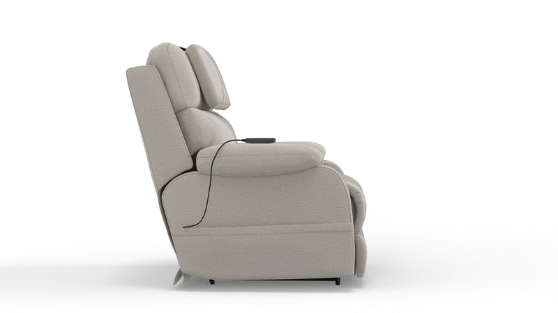 Unique Piece Furniture Dreamtime 48" Power Recliner | Zero Gravity | Power Headrest | CR3 Heat & Massage | Nanobionic Fabric | Beach / Steel / Haze