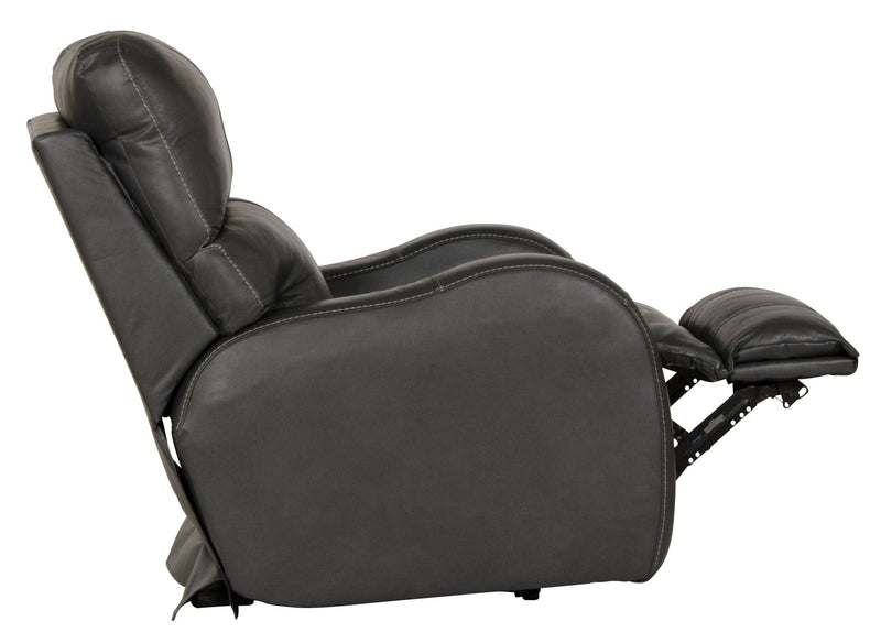 Unique Piece Furniture Angelo Power Recliner | Italian Leather | Lay-Flat | Power Headrest | Gunmetal / Black