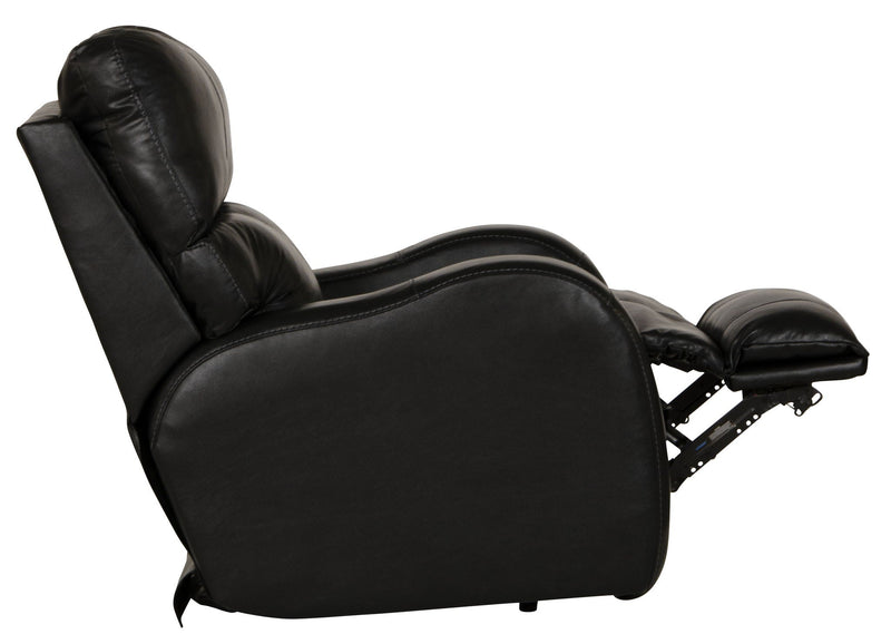 Unique Piece Furniture Angelo Power Recliner | Italian Leather | Lay-Flat | Power Headrest | Gunmetal / Black