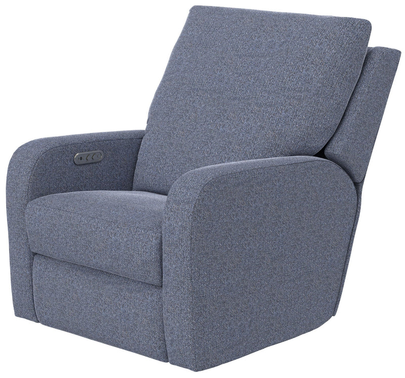 Unique Piece Furniture Lullaby Power Recliner | Auto-Glide Lay-Flat | Power Headrest | USB-C | Sunbelievable Fabric | Cotton / Denim / Pebble