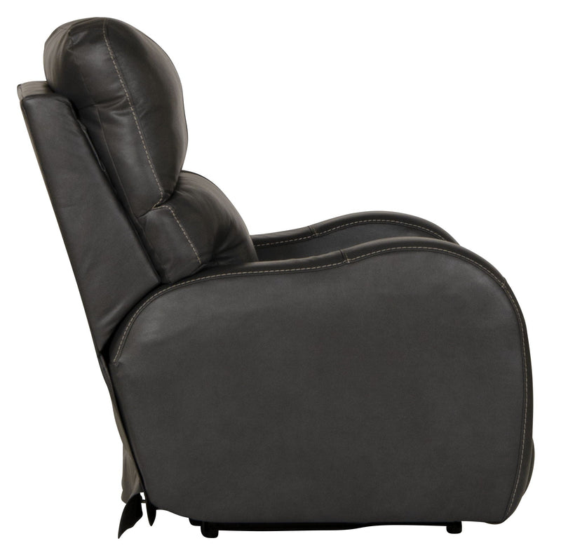 Unique Piece Furniture Angelo Power Recliner | Italian Leather | Lay-Flat | Power Headrest | Gunmetal / Black