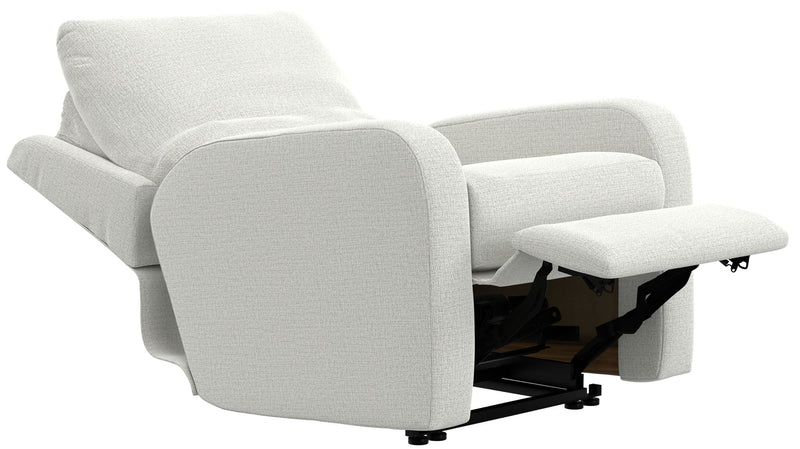 Unique Piece Furniture Lullaby Power Recliner | Auto-Glide Lay-Flat | Power Headrest | USB-C | Sunbelievable Fabric | Cotton / Denim / Pebble
