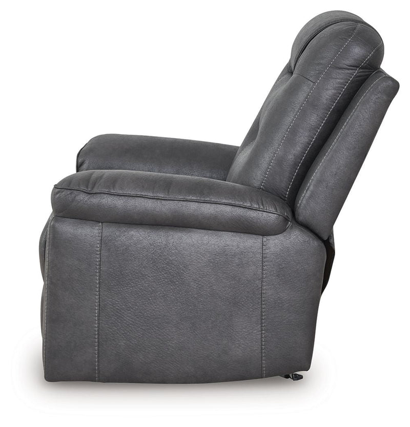 Unique Piece Furniture Stockworth Rocker Recliner | Faux Leather | Heat & Massage | Light Brown / Dark Gray
