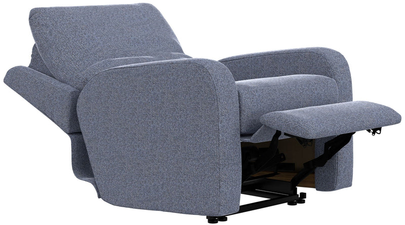 Unique Piece Furniture Lullaby Power Recliner | Auto-Glide Lay-Flat | Power Headrest | USB-C | Sunbelievable Fabric | Cotton / Denim / Pebble