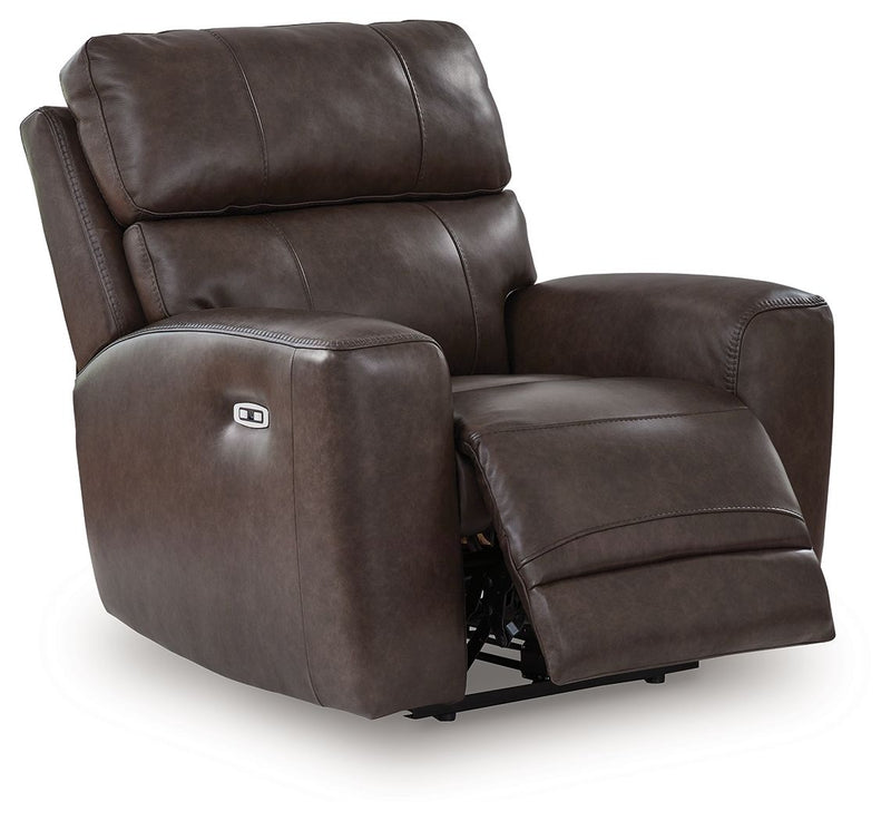 Unique Piece Furniture Crossplex Power Recliner | Genuine Leather | Adjustable Headrest | Zero-Gravity | Smoke
