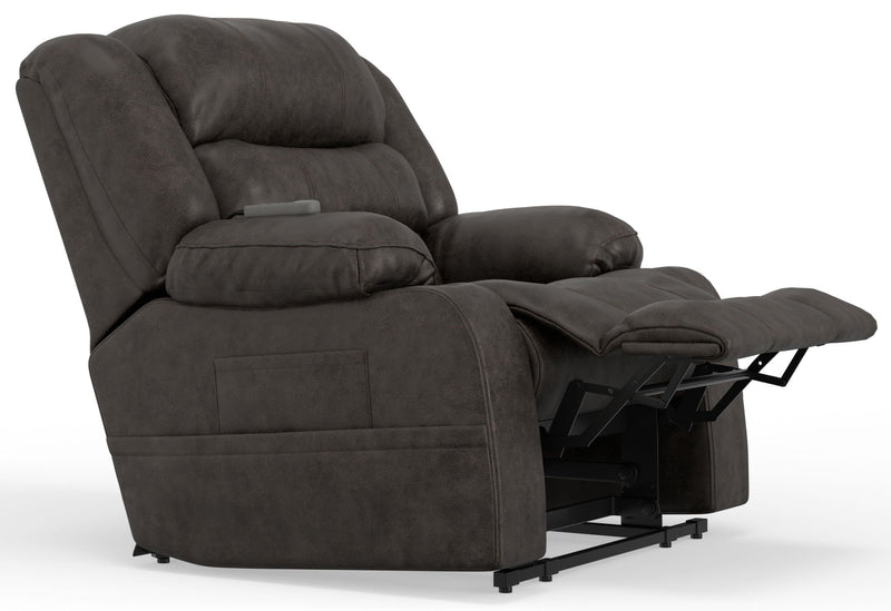 Unique Piece Furniture Tucker Power Lift Recliner | Heat & Massage | Dual Cup Holders | Tall Waterfall Back | Steel Faux Leather