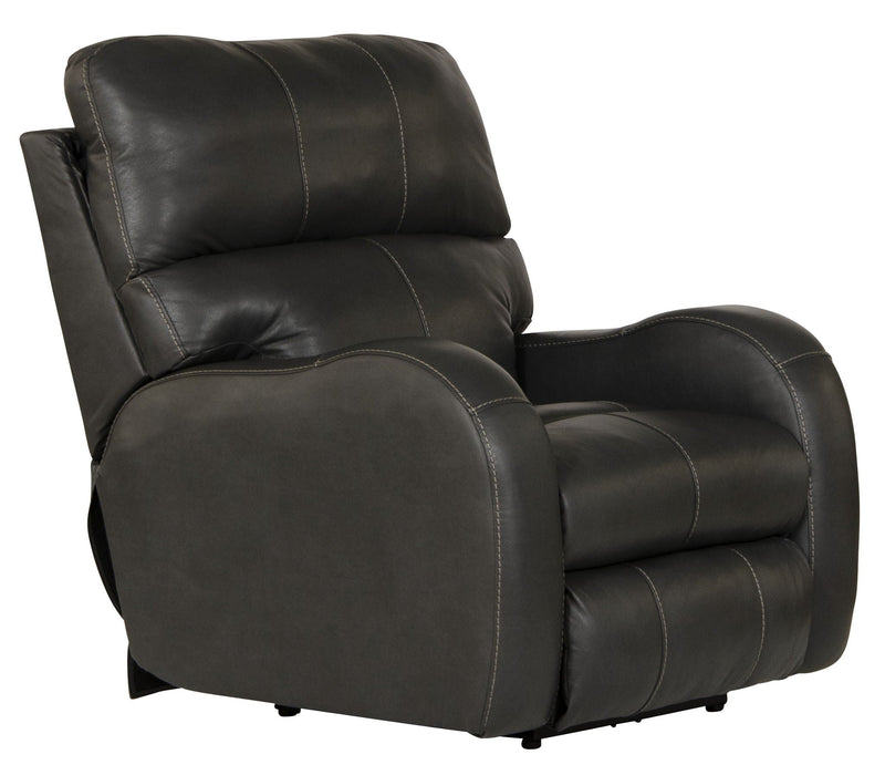 Unique Piece Furniture Angelo Power Recliner | Italian Leather | Lay-Flat | Power Headrest | Gunmetal / Black