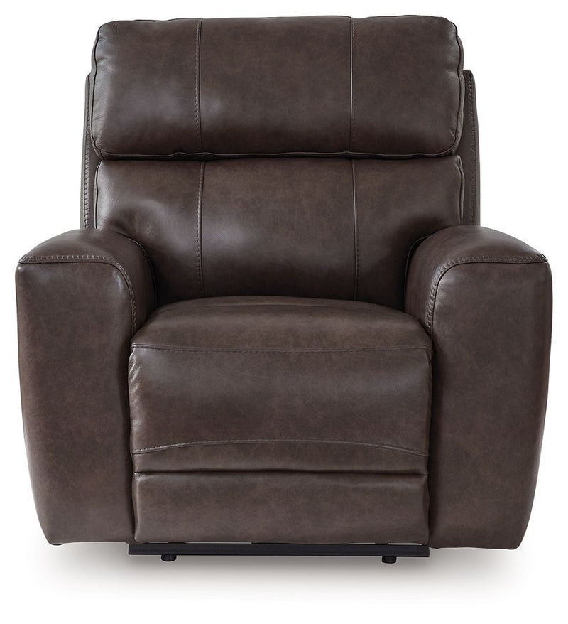 Unique Piece Furniture Crossplex Power Recliner | Genuine Leather | Adjustable Headrest | Zero-Gravity | Smoke