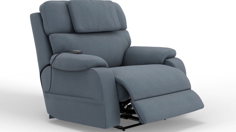 Unique Piece Furniture Dreamtime 48" Power Recliner | Zero Gravity | Power Headrest | CR3 Heat & Massage | Nanobionic Fabric | Beach / Steel / Haze
