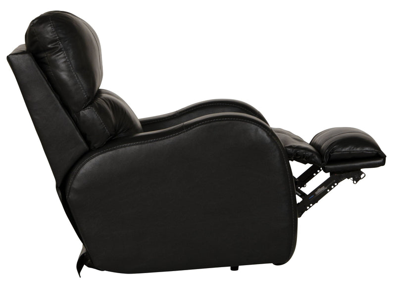 Unique Piece Furniture Angelo Power Recliner | Italian Leather | Lay-Flat | Power Headrest | Gunmetal / Black