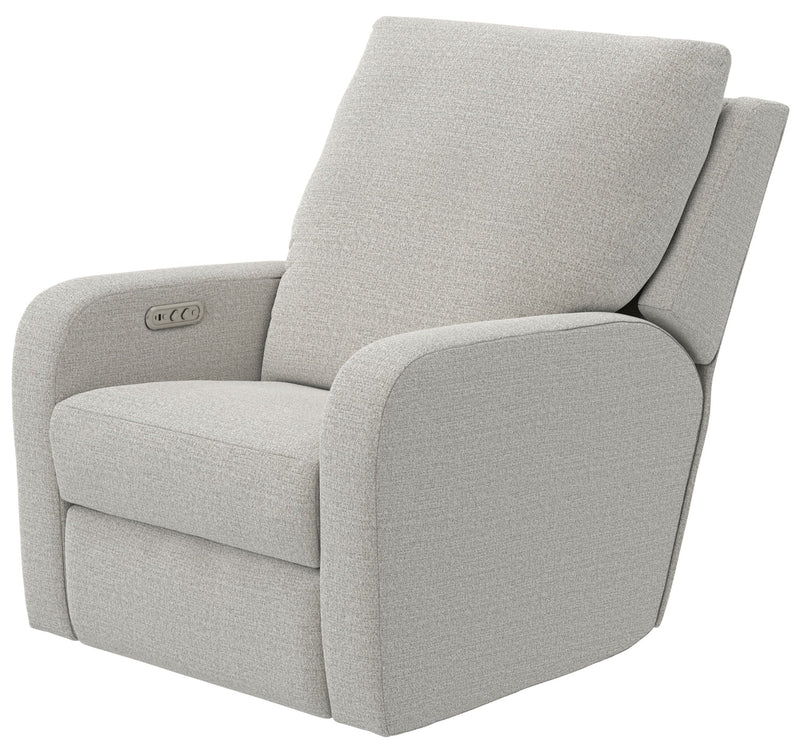Unique Piece Furniture Lullaby Power Recliner | Auto-Glide Lay-Flat | Power Headrest | USB-C | Sunbelievable Fabric | Cotton / Denim / Pebble