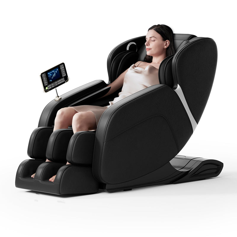 Full-Body Massage Chair | Zero Gravity | 8-Point Shiatsu Rollers | Bluetooth | Airbag System | Black