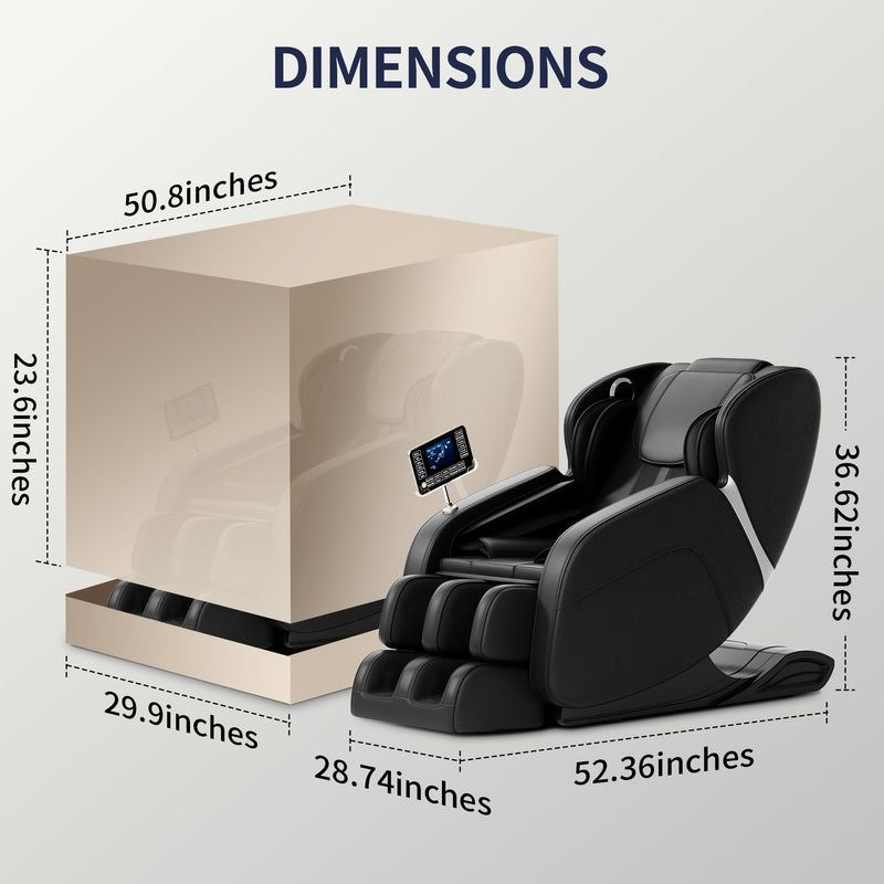 Full-Body Massage Chair | Zero Gravity | 8-Point Shiatsu Rollers | Bluetooth | Airbag System | Black