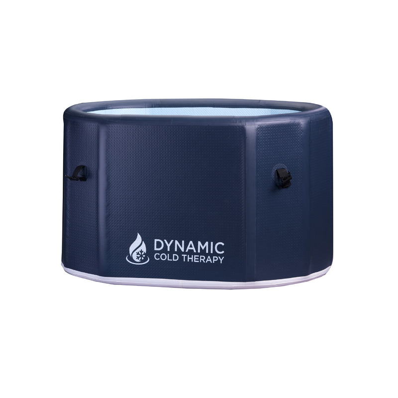 Inflatable cold therapy chamber with 'Dynamic Cold Therapy' branding on a white background