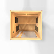 Wooden cabinet with glass door on a white background