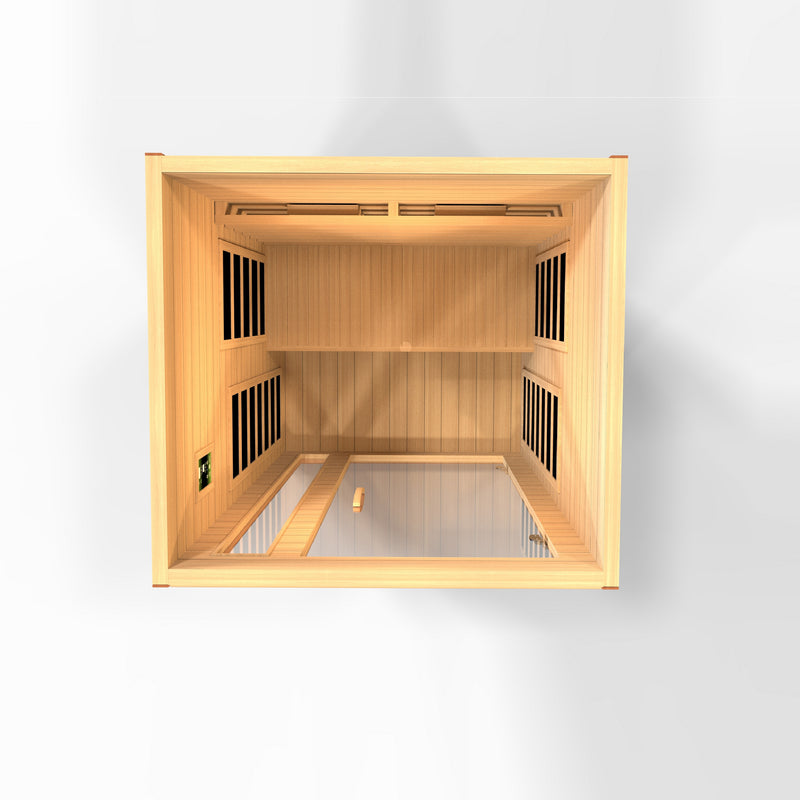 Wooden cabinet with glass door on a white background