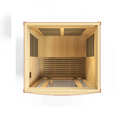 Wooden cabinet with glass doors in a kitchen setting