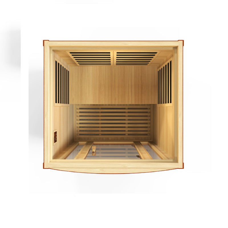 Wooden cabinet with glass doors in a kitchen setting