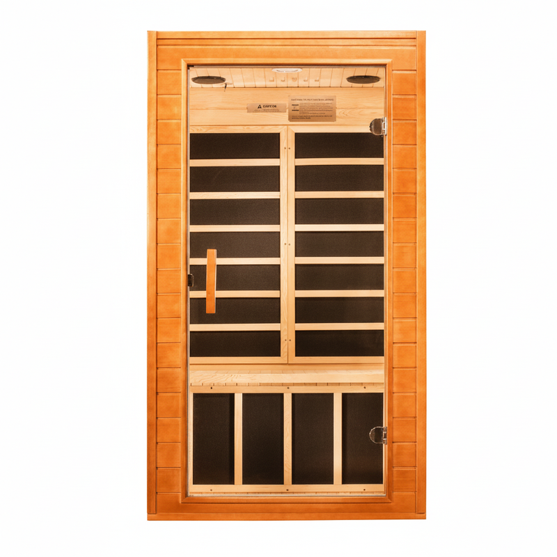 Dynamic Avila low EMF far-infrared sauna, front view