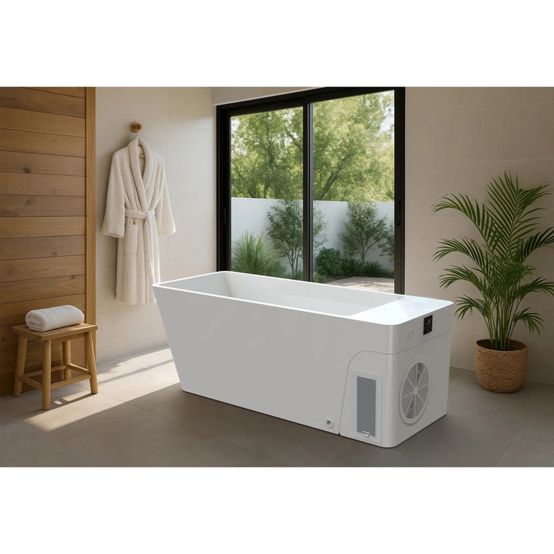 Orivon Frost Cold Plunge Tub | 1-Person | 1HP Integrated Chiller | 37–108°F | Premium Acrylic | Indoor/Outdoor | White, Black, Metallic