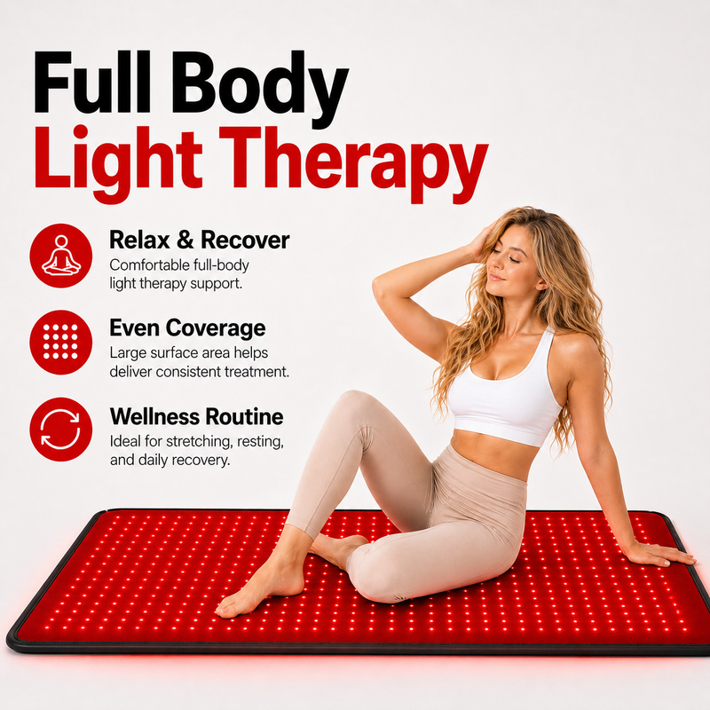 FullGlow™ 180 | Full-Body Red Light & Near-Infrared Mat | Lay-Flat Format | iReliev