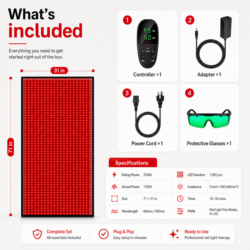 FullGlow™ 180 | Full-Body Red Light & Near-Infrared Mat | Lay-Flat Format | iReliev