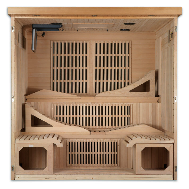 Golden Designs Monaco | 6-Person FAR Infrared Sauna | Canadian Hemlock | Near Zero EMF | GDI-6996-01 Elite