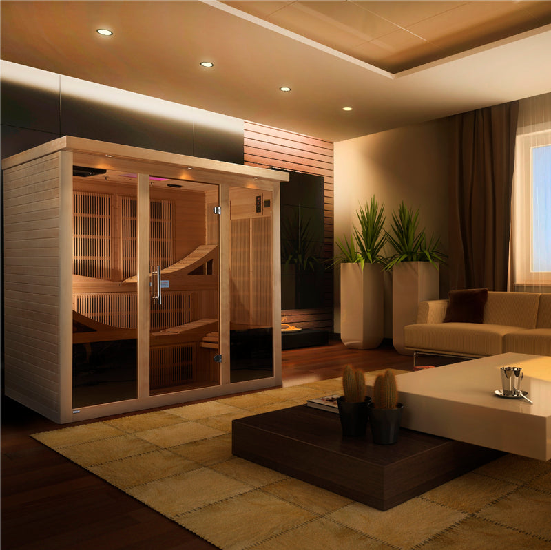 Golden Designs Monaco | 6-Person FAR Infrared Sauna | Canadian Hemlock | Near Zero EMF | GDI-6996-01 Elite
