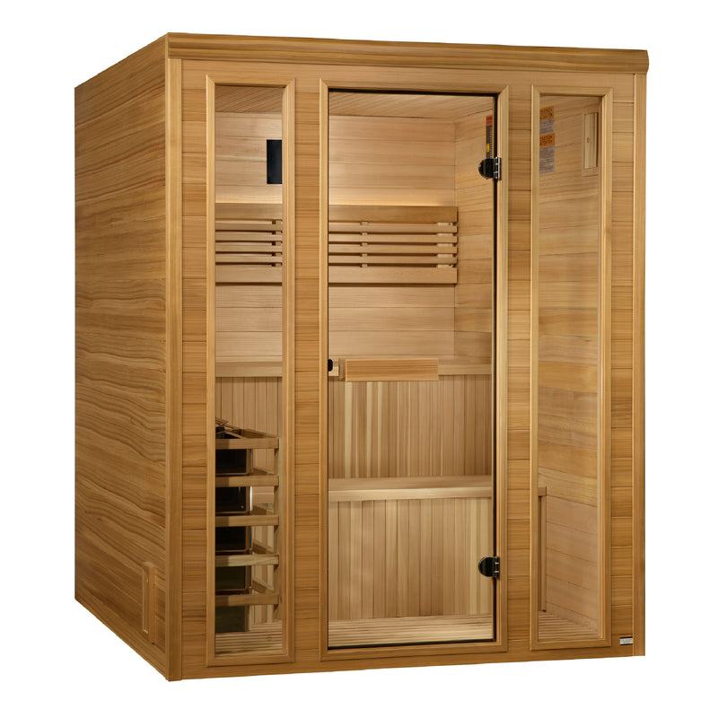 ⏳ Limited Sale – Ends June 30 | Golden Designs Engelberg | 6-Person Outdoor Traditional Sauna | Canadian Hemlock | 8.0 kW Stove (GDI-7060-01)