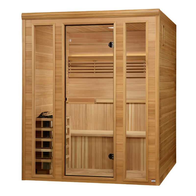 ⏳ Limited Sale – Ends June 30 | Golden Designs Engelberg | 6-Person Outdoor Traditional Sauna | Canadian Hemlock | 8.0 kW Stove (GDI-7060-01)