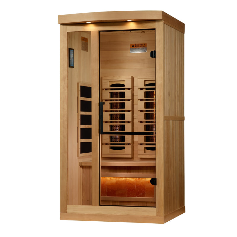 Golden Designs Reserve Edition | 1-Person Full Spectrum Infrared Sauna | Canadian Hemlock | Himalayan Salt Bar | GDI-8010-03