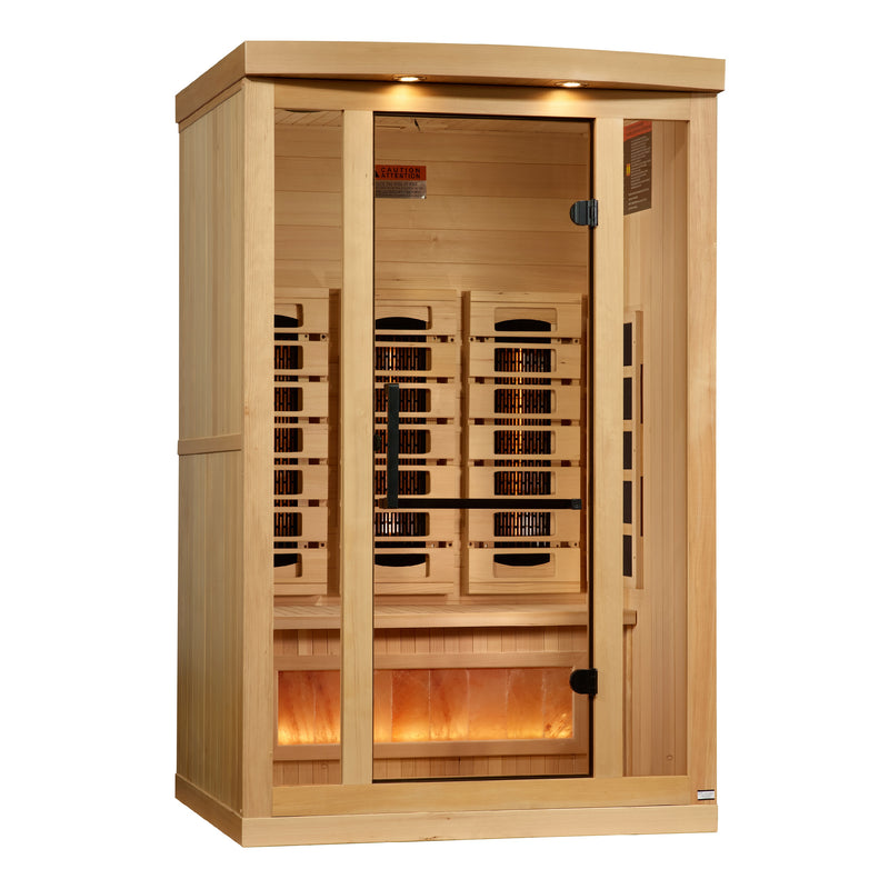 Golden Designs Reserve Edition | 2-Person Full Spectrum Infrared Sauna | Canadian Hemlock | Himalayan Salt Bar | GDI-8020-03