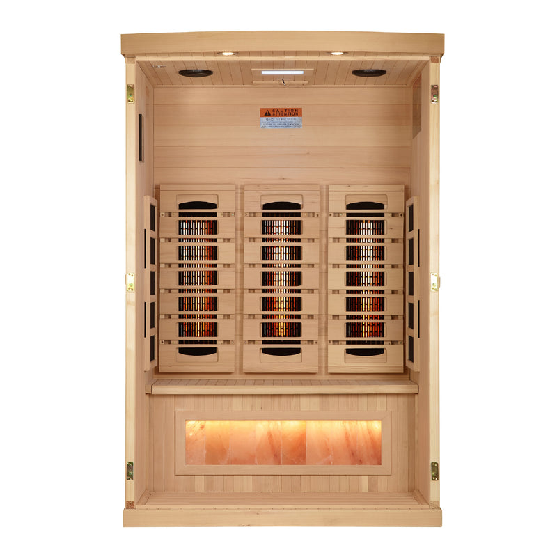 Golden Designs Reserve Edition | 2-Person Full Spectrum Infrared Sauna | Canadian Hemlock | Himalayan Salt Bar | GDI-8020-03