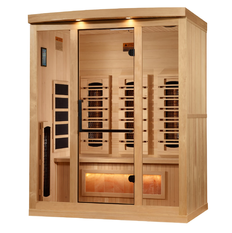 Golden Designs Reserve Edition | 3-Person Full Spectrum Infrared Sauna | Canadian Hemlock | Himalayan Salt Bar | GDI-8030-03