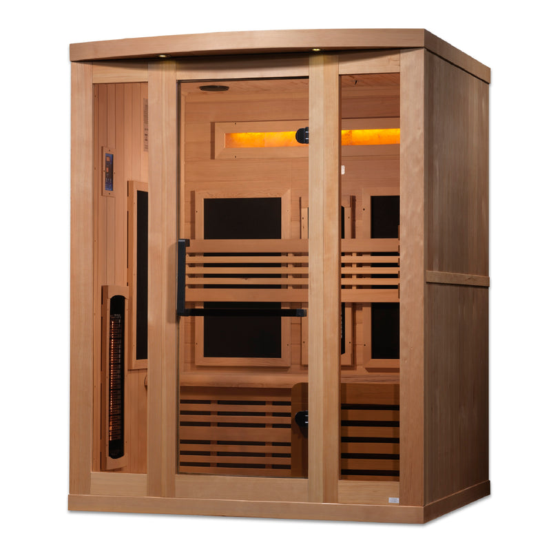 Golden Designs Reserve Edition | 3-Person Full Spectrum Infrared Sauna | Canadian Hemlock | 3 Himalayan Salt Bars | GDI-8230-01
