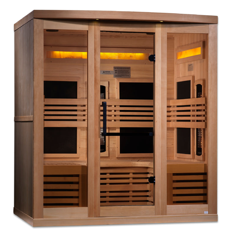 Golden Designs Reserve Edition | 6-Person Full Spectrum Infrared Sauna | Canadian Hemlock | 5 Himalayan Salt Bars | GDI-8260-01