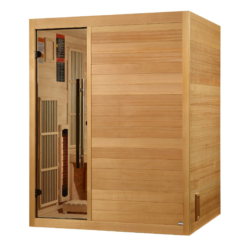Golden Designs Soria | 3-Person Hybrid Sauna | Full Spectrum Infrared & Harvia 6KW Stove | Canadian Hemlock | GDI-8330-01