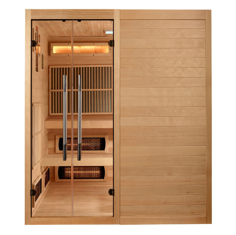 Golden Designs Toledo | 6-Person Hybrid Sauna | Full Spectrum Infrared & Harvia 8KW Stove | Canadian Hemlock | GDI-8360-01