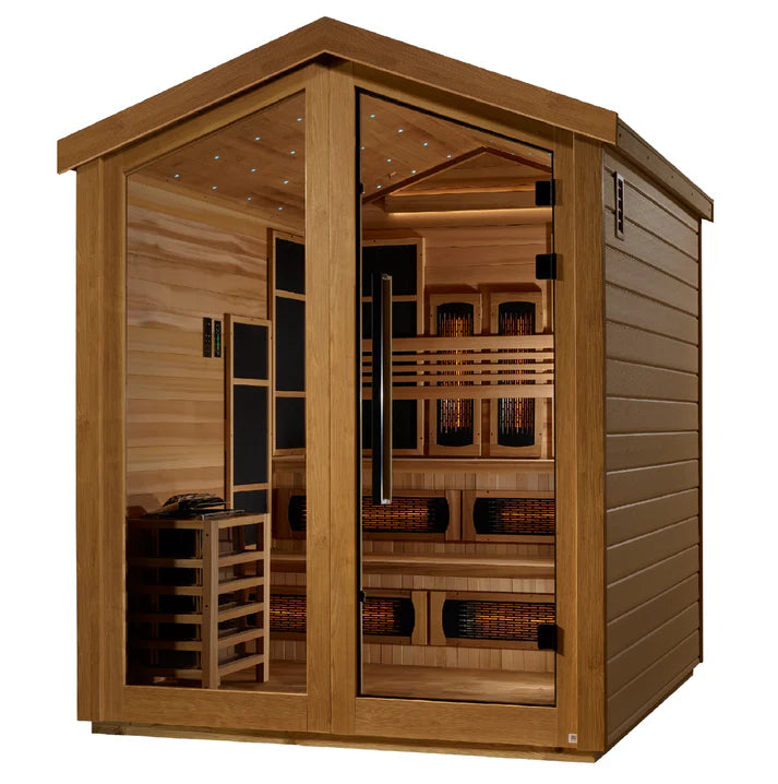 ⏳ Limited Sale – Ends June 30 | Golden Designs Kaskinen | 6-Person Barn Hybrid Outdoor Sauna | Full Spectrum IR & Traditional Stove | Canadian Red Cedar (GDI-8526-01)